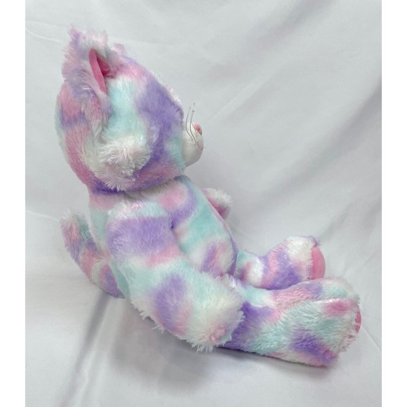 Build a Bear BAB Cat Kitten White Pink Purple Swirl Tie Dye Plush Stuffed Animal - Picture 3 of 7